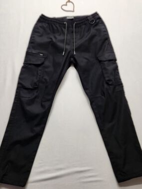 ⭐️WXYZ Los Angeles Mens Black Cargo Jogger Pants Medium Drawstring Streetwear